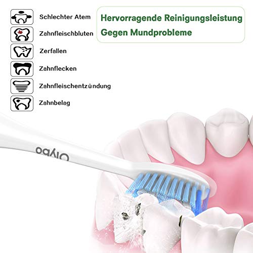 Olybo Cepillo de dientes eléctrico sónico de doble pack 一 ST-A9, 2 piezas de mano y 2 estuches de viaje, 5 modos con 10 cabezales de repuesto