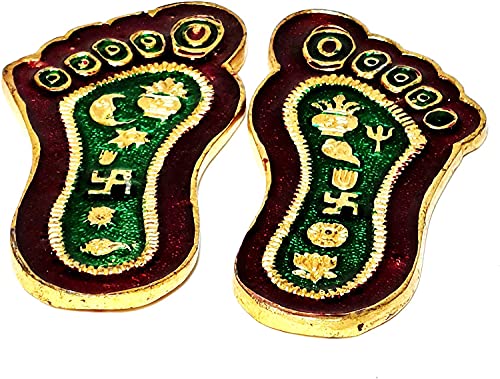 OMG Deals Lotus Laxmi Charan Paduka Pies para puerta pared piso casa oficina regalo regalos regreso/buena suerte decoración del hogar Diwali decoración