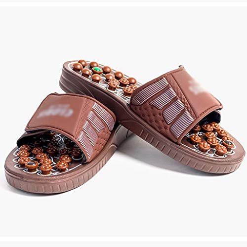 OMING Zapatillas de baño La acupresión Fascitis Plantar masajeador de pies, Masaje de Jade de Piedra Cubierta de Pelo, Reflexología Sandalias Hombres Mujeres (S) Zapatillas acogedoras