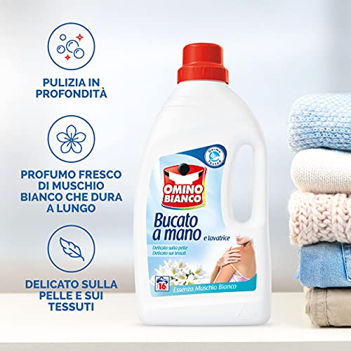 Omino Bianco – Aroma almizcle blanco, Detergente a mano y lavadora – 1000 ml