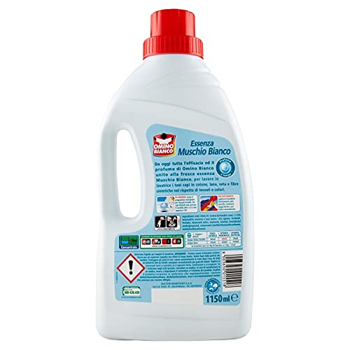 Omino Bianco - Detergente líquido para lavadora, aroma fresco con esencia de almizcle blanco, 138 lavados, 1150 ml x 6 paquetes