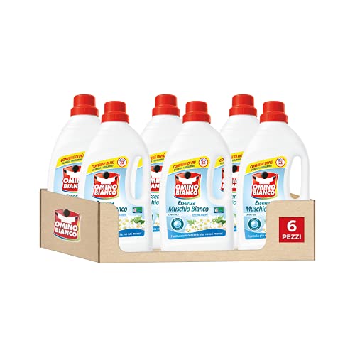 Omino Bianco - Detergente líquido para lavadora, aroma fresco con esencia de almizcle blanco, 138 lavados, 1150 ml x 6 paquetes