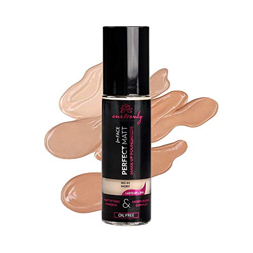 ONE&ONLY For Face Perfect Matt Make Up Foundation 30ml, Base de maquillaje, base líquida, maquillaje, base de maquillaje para la cara maquillaje efectos inmediatos aumento de humedad (NO. 01 IVORY)