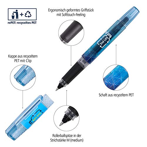 ONLINE 54201/3D 2nd Life - Bolígrafo de punta redonda (PET, para un entorno limpio, para cartuchos de tinta estándar, incluye 1 cartucho combinado)