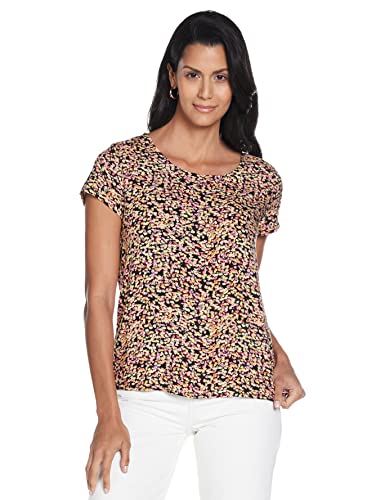 Only ONLFIRST One Life SS AOP Top Noos WVN Camiseta, Black/AOP:Scarlet Neon Ditsy, 42 para Mujer