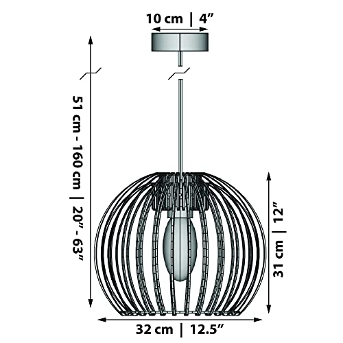 Opis PL2a - Lámpara (Ø32cm) marrón de techo fabricada en madera y compuesta de piezas curvas y elegantes