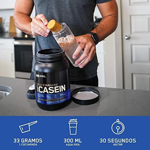 Optimum Nutrition Gold Standard Casein, Proteinas de Caseina en Polvo con BCAA Aminoacidos Esenciales, Zinc y Magnesio en Polvo, Chocolate, 55 Porciones, 1,82 kg, Embalaje Puede Variar