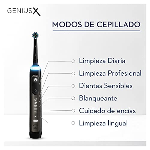 Oral-B Genius X Cepillo de Dientes Eléctrico con Mango Recargable con Inteligencia Artificial y 1 Cabezal de Recambio, Negro