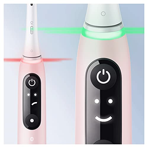 Oral-B iO 6 Sensitive Edición Cepillo de Dientes Eléctrico con Tecnología Braun, Mango con Pantalla Blanco y Negro + 1 Cabezal de Recambio y Funda de Viaje, Rosa, Super Sensitive