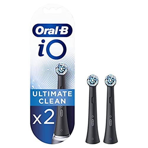 Oral-B iO Ultimate Clean Recambios Cepillo de Dientes Eléctrico, Pack de 2 Cabezales, Negro - Originales