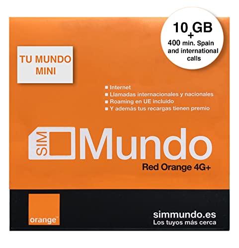 Orange Spain - Tarjeta SIM Prepago 10GB en España| 400 Minutos Nacionales e internacionales | Activación Solo Online en www. marcopolomobile .com