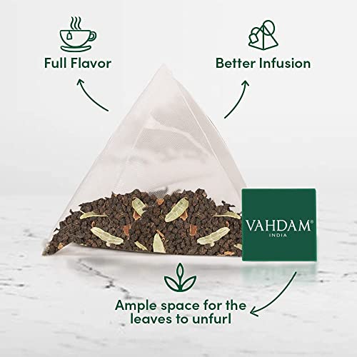 Original indio Masala chai té, 15 bolsitas de té, 100% especias naturales y sin aditivos mezclados y envasados en la India, té negro, cardamomo, canela, pimienta negra, clavo de olor