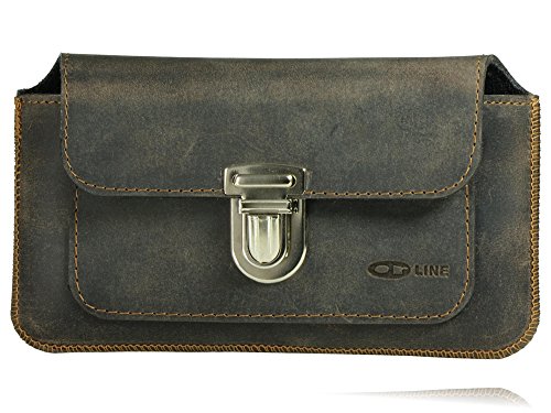 OrLine - Funda de cinturón para Shine Lite. Bolso de piel con bolsillo múltiple para teléfono móvil, cartera Funda de cinturón de piel de vacuno natural