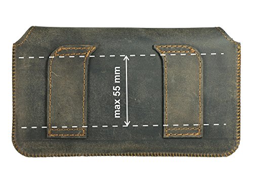 OrLine - Funda de cinturón para Shine Lite. Bolso de piel con bolsillo múltiple para teléfono móvil, cartera Funda de cinturón de piel de vacuno natural