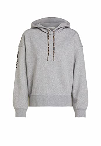 Oui Sudadera con capucha para mujer x Smiley®, corte informal, para el tiempo libre, gris, 38