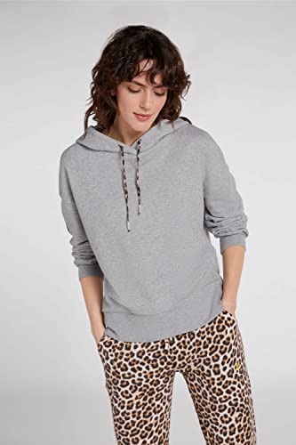 Oui Sudadera con capucha para mujer x Smiley®, corte informal, para el tiempo libre, gris, 44