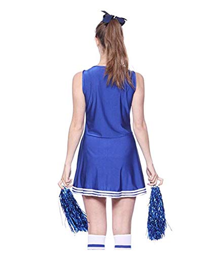 Ovender Cheerleader Traje de Dormir Cosplay Ropa de Salón Pijamas Adulto Animal para Niños Niñas Anime Fiesta Comodidad Suave (XL, Azul)