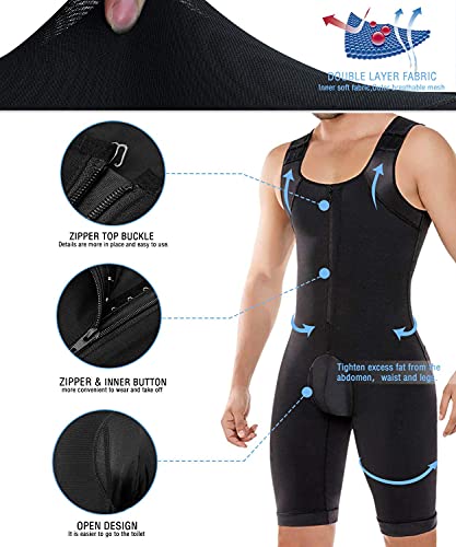 Ovnshery Faja Reductora Hombre de Fitness Faja CompresionRopa Interior para Abdomen Cintura Body Shaper (Cremallera-Negro, S)