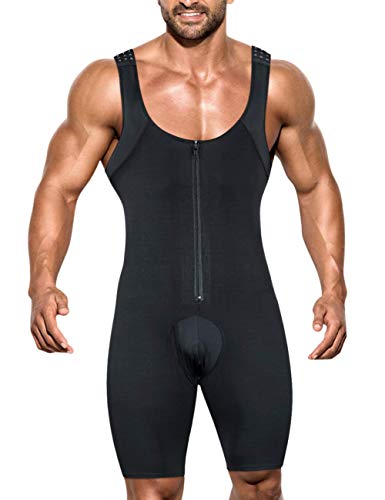 Ovnshery Faja Reductora Hombre de Fitness Faja CompresionRopa Interior para Abdomen Cintura Body Shaper (Cremallera-Negro, S)