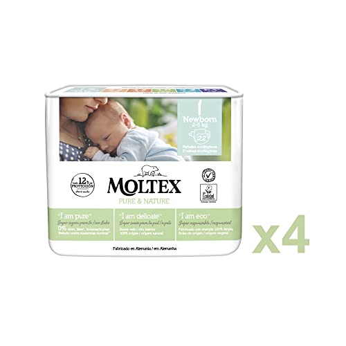 ?Pack ahorro Pañales T1 (2-5kg) Moltex Pure & Nature 88 Uds