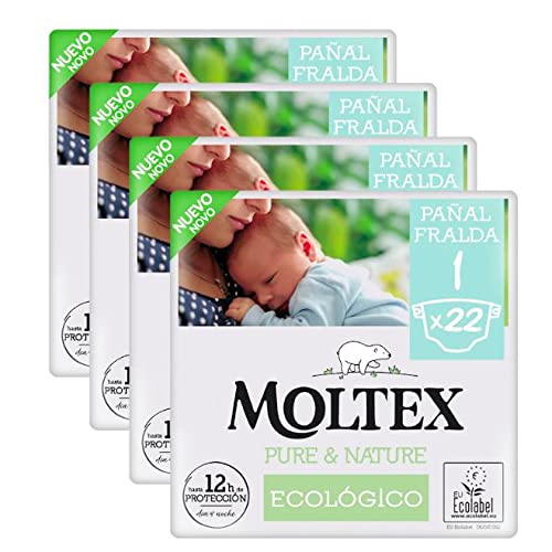 ?Pack ahorro Pañales T1 (2-5kg) Moltex Pure & Nature 88 Uds