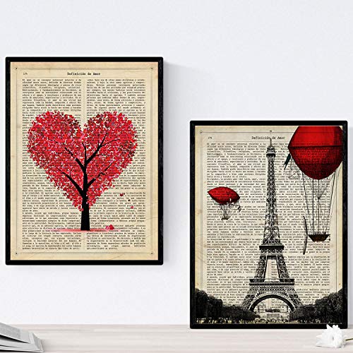 Pack de láminas para enmarcar París Je T'Aime. Posters Estilo romantico. Decoración de hogar. Láminas para enmarcar. Papel 250 Gramos Alta Calidad