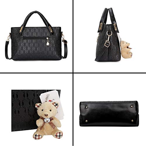 Pahajim Bolso ligero portátil para mujer, bolso impermeable de piel sintética, bandolera, estuche para tarjetas, cartera de 4 piezas El bolso de 4 piezas es el regalo perfecto para las mujeres