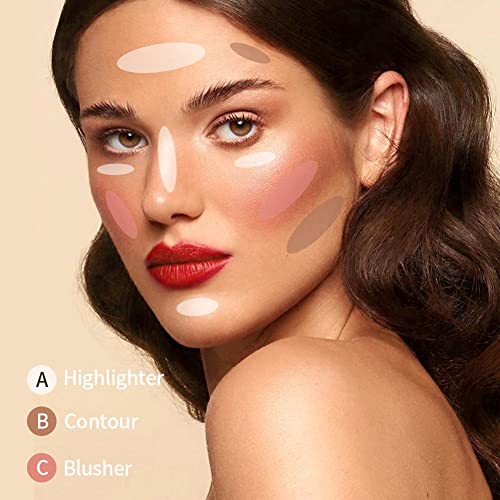 Paleta de 3 colores de Allbesta con contorno, polvo y bronceador, maquillaje profesional para el rostro