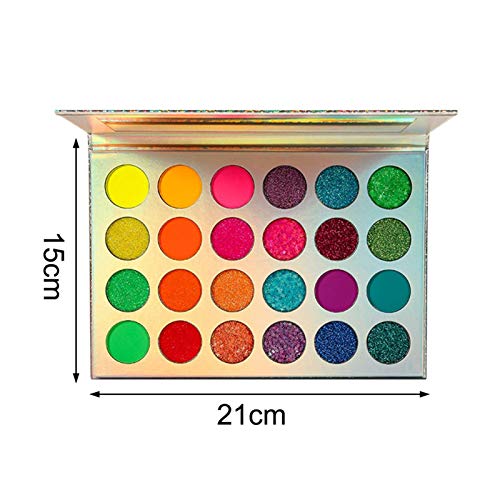 Paleta De Sombras De Ojos De Colores Neón Glitter Matte, A-fflano Pro UV Blacklight Luminous Paleta De Sombras De Ojos Altamente Pigmentadas, Sedoso Arco Iris Azul Rojo Naranja Morado Verde G-lam