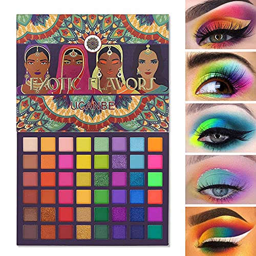 Paleta de sombras de ojos UCANBE de 48 colores, brillo, brillo, mate, sabores exóticos, sombra de ojos, neón, metálico, verde, cosméticos para maquillaje de ojos