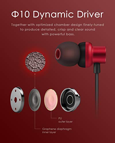 PALOVUE Earflow Plus Auriculares In-Ear Lightning Auricular Magnético con Certificación MFi con Controlador de Micrófono Compatible con iPhone X/XS(MAX)/XR iPhone 8/P iPhone 7/P (Rojo Metálico)