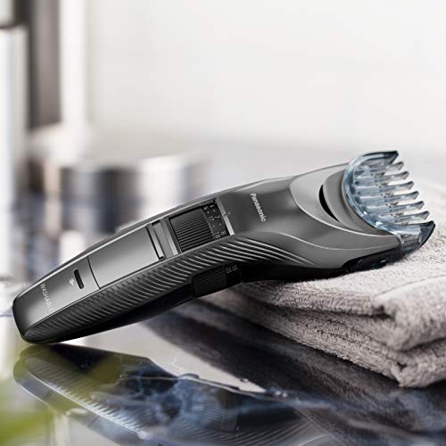 Panasonic ER-GC63-H503 - Recortadora eléctrica de precisión para barba, cabello y cuerpo, 39 ajustes, con o sin cable, limpieza fácil, acero inoxidable, negro