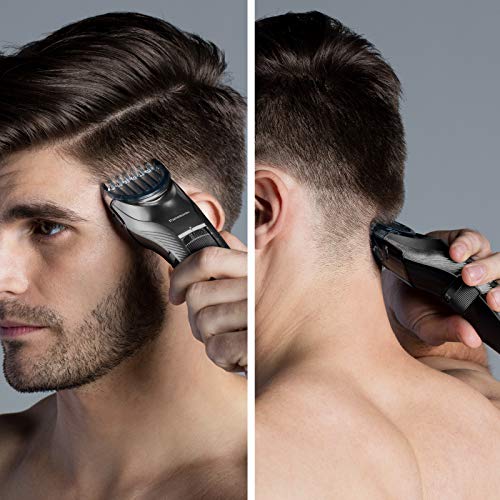 Panasonic ER-GC63-H503 - Recortadora eléctrica de precisión para barba, cabello y cuerpo, 39 ajustes, con o sin cable, limpieza fácil, acero inoxidable, negro