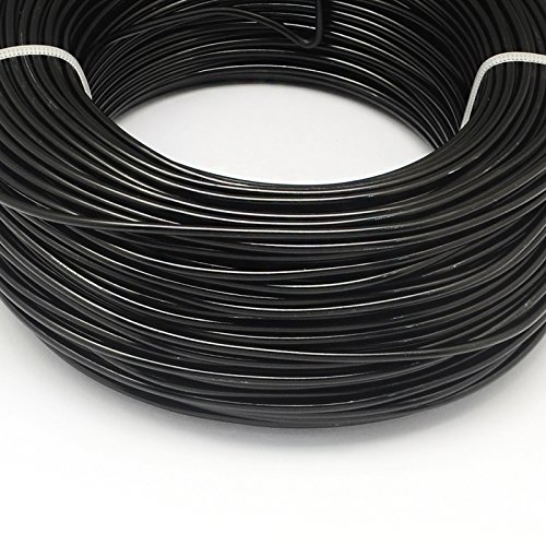 PandaHall Elite 1 rollo de alambre de aluminio de 2 mm de color negro para hacer joyas de alambre de rebordear alambre, 55 m/rollo