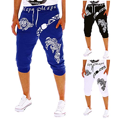 Pantalones Cortos Hombre Verano 2020 Nuevo SHOBDW Casual Impresión de Letras Pantalones Hombre Chandal Cordón Elástico Pantalones Cortos Hombre Deporte con Bolsillos Tallas Grandes (XL, R-Negro)