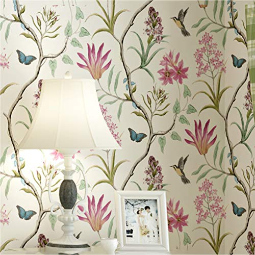 Papel pintado vintage floral sofá fondo pared que cubre papel pintado idílico para dormitorio beige