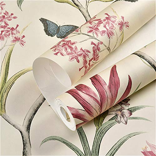 Papel pintado vintage floral sofá fondo pared que cubre papel pintado idílico para dormitorio beige