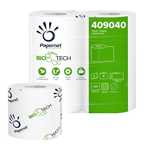 Papernet 409040 Papel higiénico Bio Tech - 96 rollos (24 paquetes de 4 rollos)