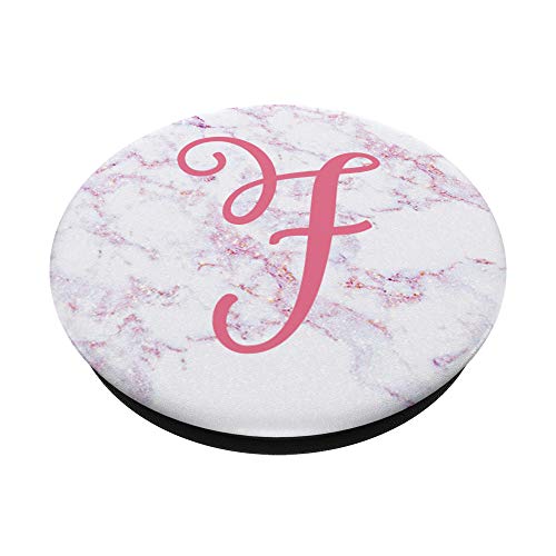 Patrón de monograma de letra F rosa regalo de nombre de niña linda para mujer PopSockets PopGrip Intercambiable