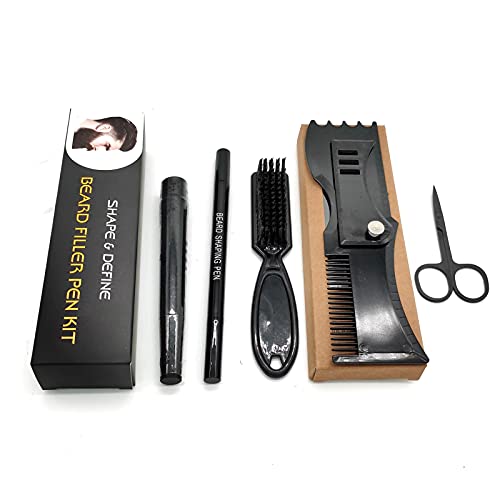 PEALOV Kit De BolíGrafo De Barba, Juego De Cinco Piezas De Relleno De LáPiz De Barba Para Hombres, Duradero E Impermeable, ReparacióN De Forma De LíNea De Cabello Y Bigote Masculino