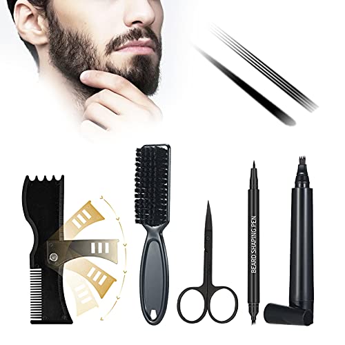 PEALOV Kit De BolíGrafo De Barba, Juego De Cinco Piezas De Relleno De LáPiz De Barba Para Hombres, Duradero E Impermeable, ReparacióN De Forma De LíNea De Cabello Y Bigote Masculino