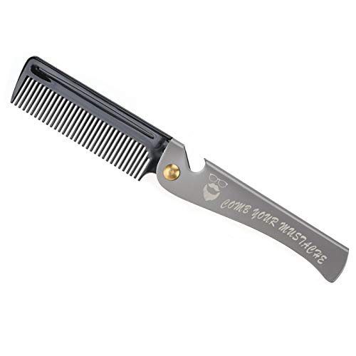 Peine de barba plegable, peine de barba plegable, plancha de pelo antiestática, para peluquería, cuidado de la barba en casa y en movimiento, el cepillo alisa(02 #)