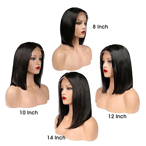 Peluca Peluca de encaje recto brasileño Hd Transparente 13 × 5 peluca frontal de encaje 8-16 pulgadas Bob corta pelucas de cabello humano for mujeres Peluca de encaje recto de hueso Extensiones cabell