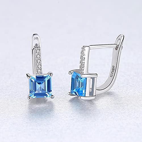 Pendientes De Botón De Piedras Preciosas De Topacio Azul Cielo para Mujer, Plata De Ley 925 Sólida, Joyería Al por Mayor De Moda, Regalo De Boda