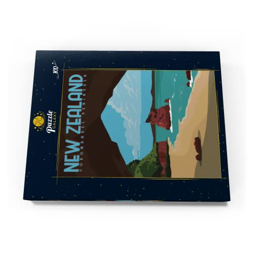 Península De Coromandel En La Isla Norte De Nueva Zelanda, Póster Vintage De Estilo Art Deco, Ilustración - Premium 100 Piezas Puzzles - Colección Especial MyPuzzle de Puzzle Galaxy