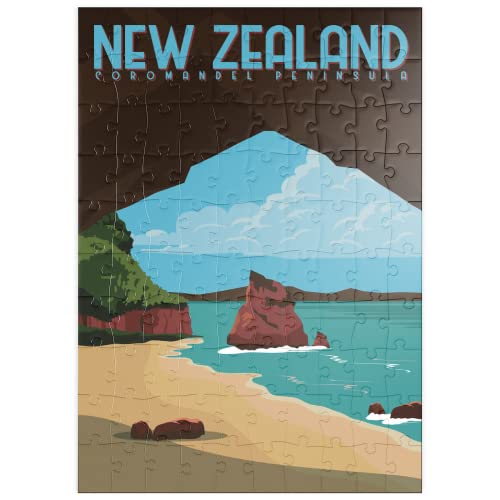 Península De Coromandel En La Isla Norte De Nueva Zelanda, Póster Vintage De Estilo Art Deco, Ilustración - Premium 100 Piezas Puzzles - Colección Especial MyPuzzle de Puzzle Galaxy