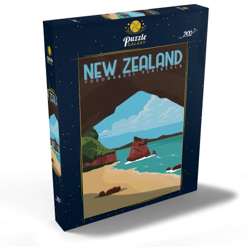 Península De Coromandel En La Isla Norte De Nueva Zelanda, Póster Vintage De Estilo Art Deco, Ilustración - Premium 200 Piezas Puzzles - Colección Especial MyPuzzle de Puzzle Galaxy