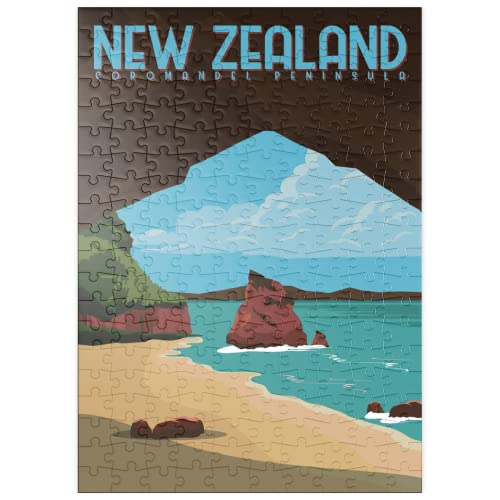 Península De Coromandel En La Isla Norte De Nueva Zelanda, Póster Vintage De Estilo Art Deco, Ilustración - Premium 200 Piezas Puzzles - Colección Especial MyPuzzle de Puzzle Galaxy