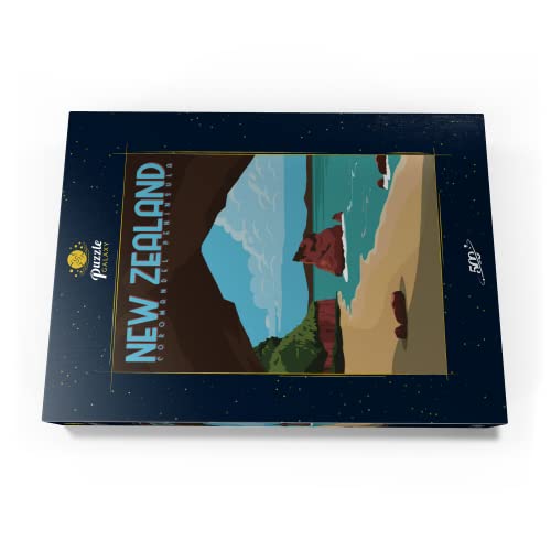 Península De Coromandel En La Isla Norte De Nueva Zelanda, Póster Vintage De Estilo Art Deco, Ilustración - Premium 500 Piezas Puzzles - Colección Especial MyPuzzle de Puzzle Galaxy