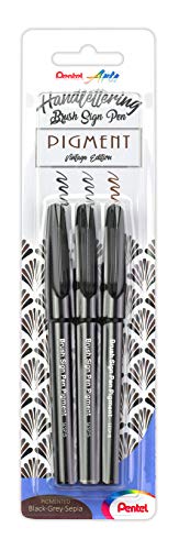 Pentel Blister Pincel XSESP15 - Rotuladores Pincel con Tinta Pigmentada, de Escritura Suave y Fluida, Perfecto para Utilizar tanto en Colegios como en Oficinas (3-ANSP)